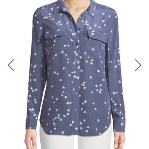 Equipment signature silk shirt in bluestone stars